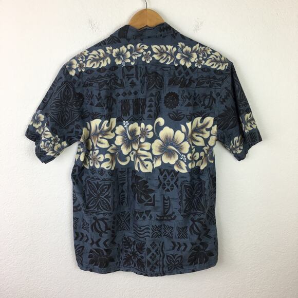 Hawaiian Togs Vintage Blue Floral Short Sleeve  Shirt Medium - Picture 6 of 6